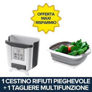 Cestino Rifiuti Pieghevole + 1 Tagliere Multifunzione