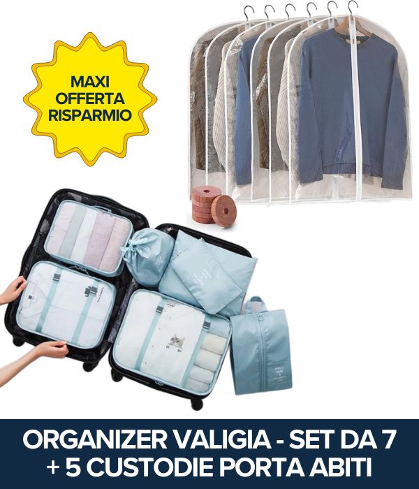 1 Organizer Valigia + 5 Custodie Abiti